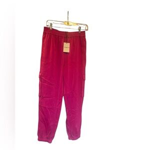NWT Generation Love Chandra satin joggers HOT PINK Size M
